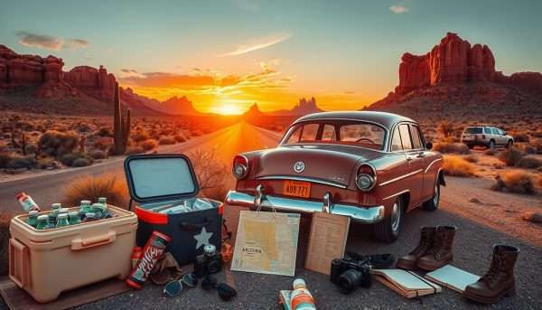 Desert travel essentials for road trip Desert travel essentials for road trip