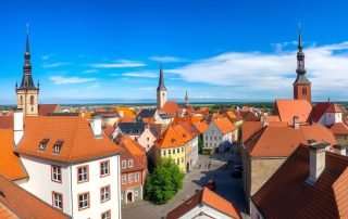 Tallinn Estonia's medieval old town with its distinctive spires and red-tiled roofs