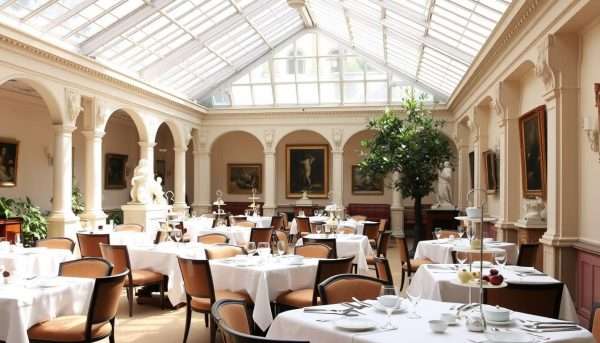 The Wallace Restaurant's afternoon tea in the courtyard garden The Wallace Restaurant's afternoon tea in the courtyard garden