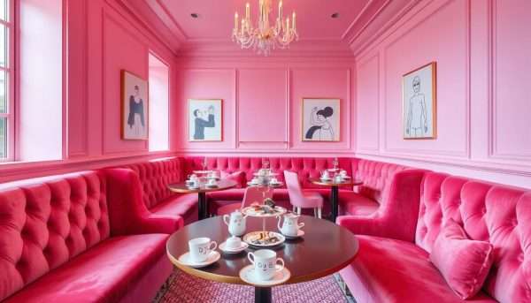 sketch London's pink Gallery room serving artistic afternoon tea sketch London's pink Gallery room serving artistic afternoon tea