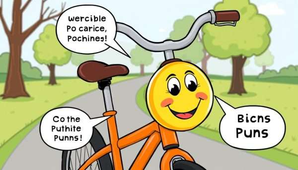 A cartoon bicycle with speech bubbles containing cycling puns A cartoon bicycle with speech bubbles containing cycling puns