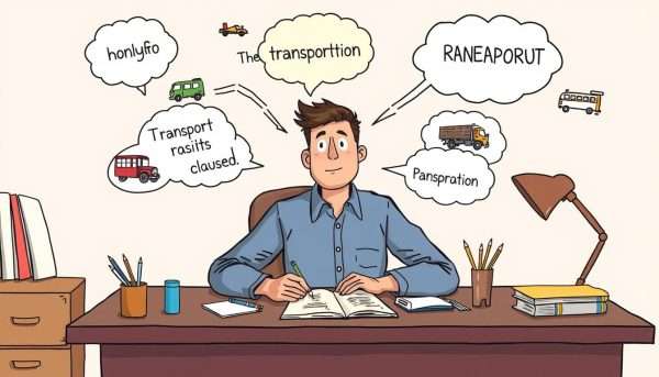 A person brainstorming transportation puns with thought bubbles A person brainstorming transportation puns with thought bubbles