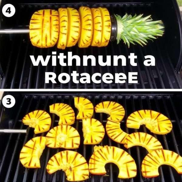 Alternative grill setup for roticcorie fruit without rotisserie Alternative grill setup for roticcorie fruit without rotisserie