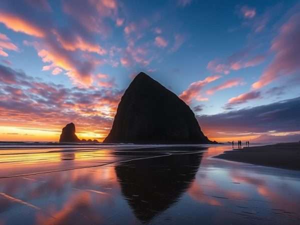 Haystack Rock at Cannon Beach, a key stop on the Portland to San Francisco road trip Haystack Rock at Cannon Beach, a key stop on the Portland to San Francisco road trip