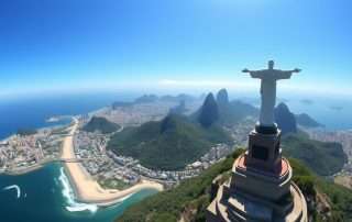 Panoramic view of Rio de Janeiro with Christ the Redeemer statue overlooking the city's best restaurants
