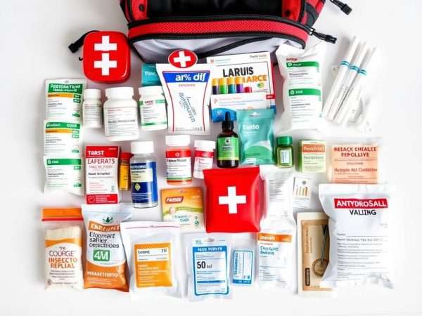 Travel health kit with essential medications and first aid supplies for Indonesia Travel health kit with essential medications and first aid supplies for Indonesia