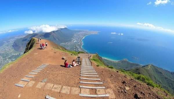 View from the Koko Head Crater Trail looking over Hawaii Kai - challenging hike in our Oahu itinerary View from the Koko Head Crater Trail looking over Hawaii Kai - challenging hike in our Oahu itinerary