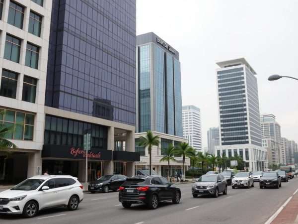 Modern financial district in Bandar Seri Begawan showing the economic prosperity of the capital of Brunei Modern financial district in Bandar Seri Begawan showing the economic prosperity of the capital of Brunei
