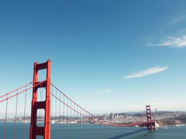 San Francisco Golden Gate Bridge with city skyline view
