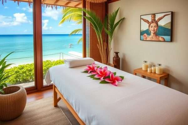 Spa treatment with tropical flowers on Kauai