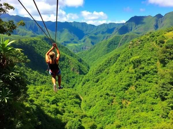 Ziplining through Kauai's forest canopy