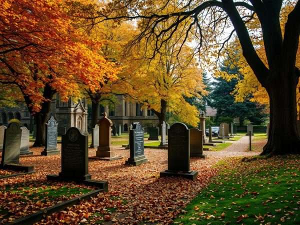 Autumn colors in the hidden Holywell Cemetery, Oxford Autumn colors in the hidden Holywell Cemetery, Oxford