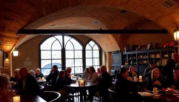 Cozy interior of The Vaults & Garden Café in Oxford during autumn Cozy interior of The Vaults & Garden Café in Oxford during autumn