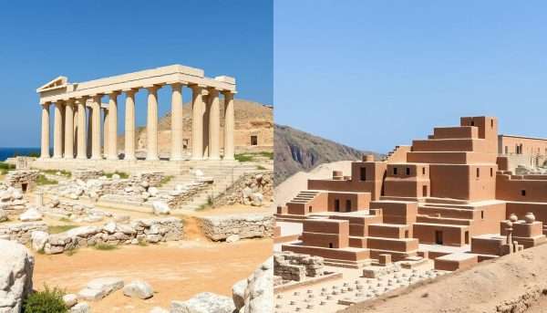Cultural sites comparison between Mykonos vs Santorini showing historical attractions Cultural sites comparison between Mykonos vs Santorini showing historical attractions