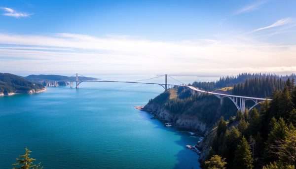 Deception Pass Bridge spanning between Fidalgo and Whidbey Islands near Skagit Valley Deception Pass Bridge spanning between Fidalgo and Whidbey Islands near Skagit Valley