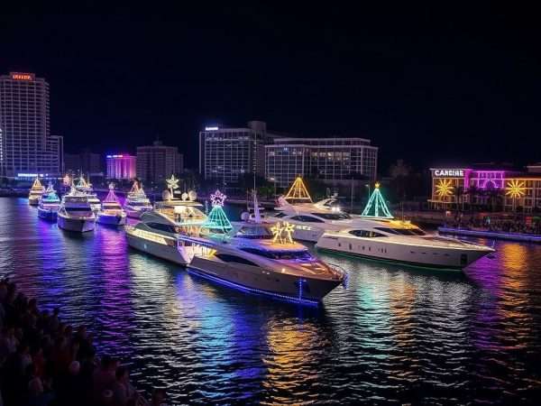 Fort Lauderdale Winterfest Boat Parade with illuminated boats