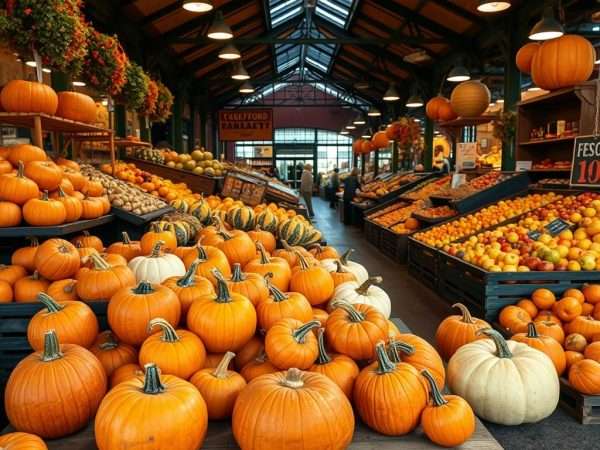 Pumpkins and autumn produce at Oxford Covered Market Pumpkins and autumn produce at Oxford Covered Market