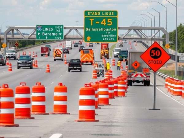 Road construction on I-45 between Dallas and Houston Road construction on I-45 between Dallas and Houston