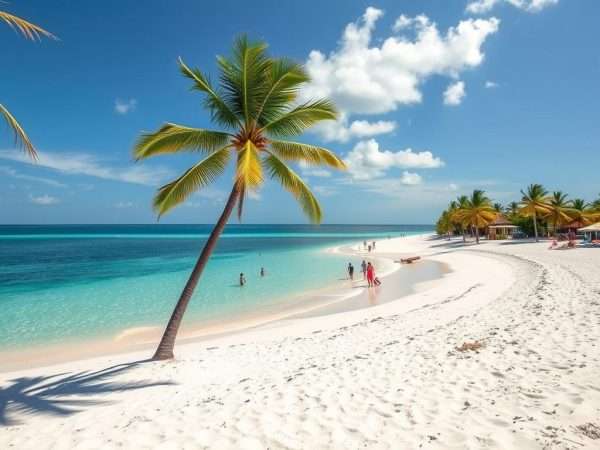 Smathers Beach in Key West with palm trees and clear water in December