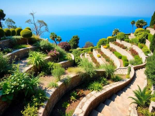 Terraced gardens of Giardino della Minerva with Mediterranean views Terraced gardens of Giardino della Minerva with Mediterranean views