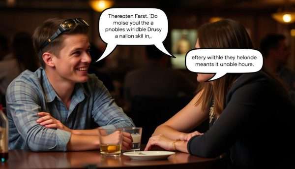 Two people exchanging flirty glances after a double entendre pick up line Two people exchanging flirty glances after a double entendre pick up line