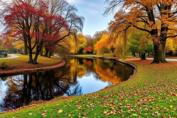 University Parks in Oxford with autumn trees reflecting in the river University Parks in Oxford with autumn trees reflecting in the river