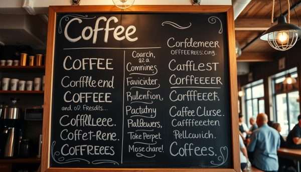 A coffee shop chalkboard menu featuring coffee puns