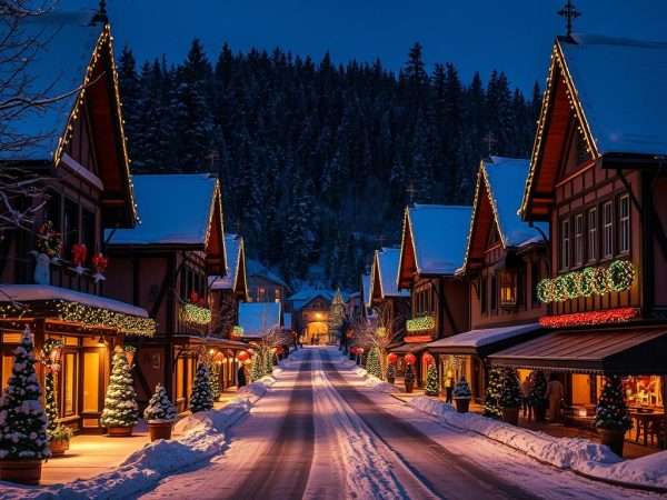 Bavarian-style village of Leavenworth decorated for Christmas road trip destination Bavarian-style village of Leavenworth decorated for Christmas road trip destination