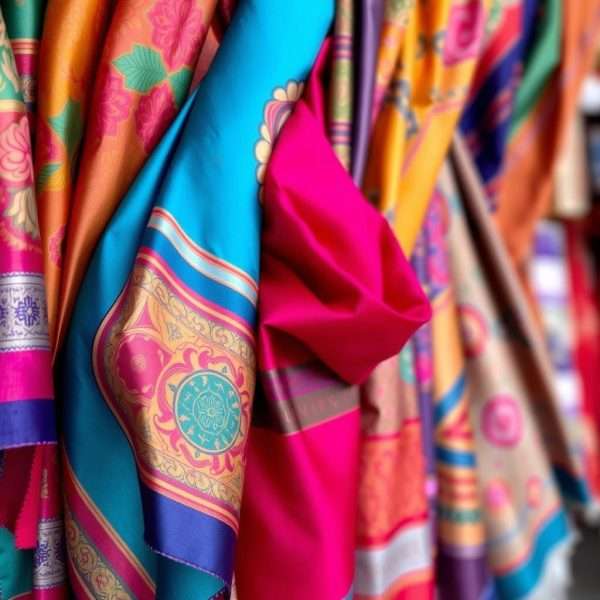 Colorful Thai silk scarves and fabrics Colorful Thai silk scarves and fabrics