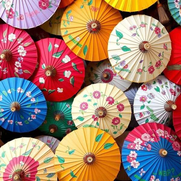 Colorful handpainted paper umbrellas from Bo Sang village Colorful handpainted paper umbrellas from Bo Sang village