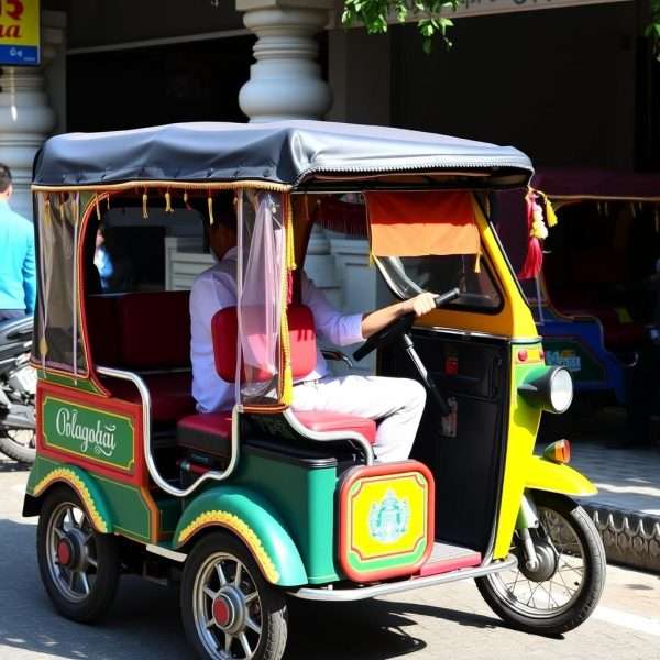 Colorful tuk-tuk in Chiang Mai with driver Colorful tuk-tuk in Chiang Mai with driver