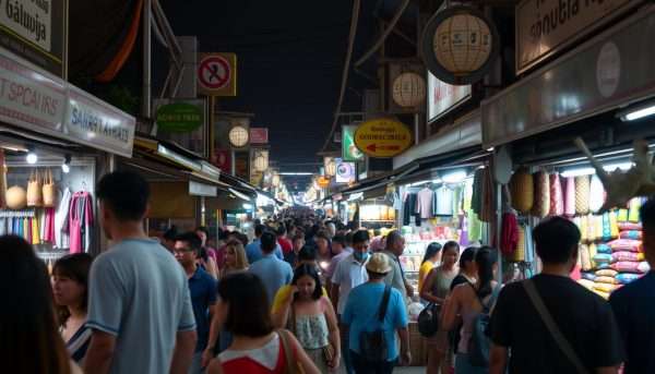 Crowded night market during high tourist season in Chiang Mai Crowded night market during high tourist season in Chiang Mai