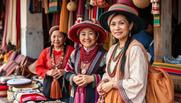 Hill tribe artisans selling traditional handcrafted goods at a Chiang Mai market Hill tribe artisans selling traditional handcrafted goods at a Chiang Mai market