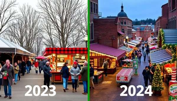 Historic photo showing the evolution of the Grand Rapids Christmas Market Historic photo showing the evolution of the Grand Rapids Christmas Market