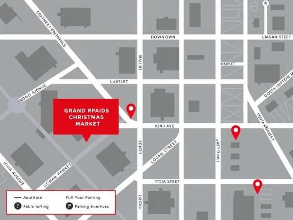 Map showing the location of Grand Rapids Christmas Market at Downtown Market Map showing the location of Grand Rapids Christmas Market at Downtown Market