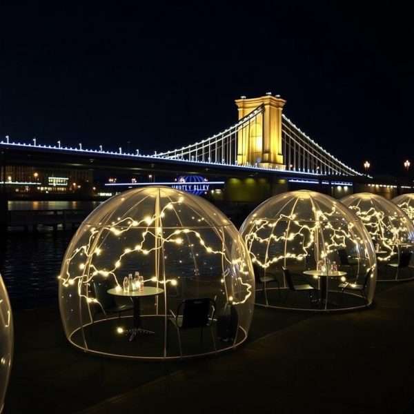 Mercedes-Benz Igloo Boardwalk at Christkindlmarkt Cincinnati with cozy private igloos