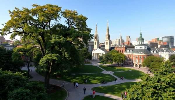 New Haven Green with surrounding historic buildings New Haven Green with surrounding historic buildings