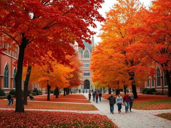 New Haven in autumn with fall foliage around Yale campus New Haven in autumn with fall foliage around Yale campus