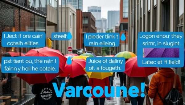Rainy Vancouver scene with British Columbia puns Rainy Vancouver scene with British Columbia puns
