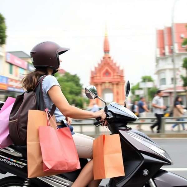 Tourist on rental motorbike in Chiang Mai Tourist on rental motorbike in Chiang Mai