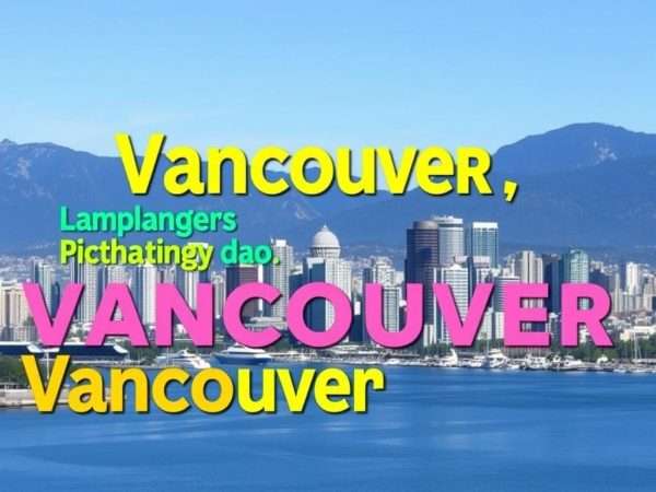 Vancouver skyline with British Columbia puns overlaid Vancouver skyline with British Columbia puns overlaid