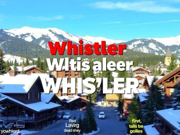 Whistler mountain village with British Columbia puns Whistler mountain village with British Columbia puns