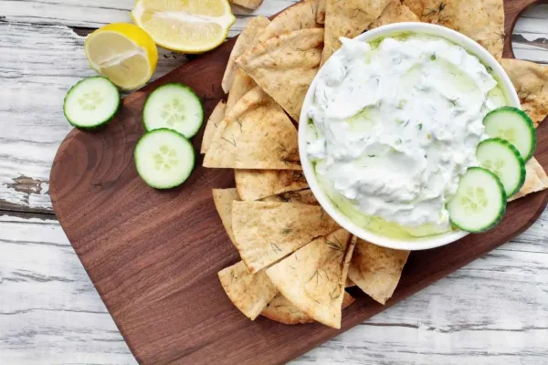 Tzatziki with Pita Chips, picnic ideas