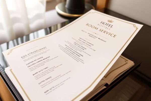 A room service menu with food puns incorporated into dish descriptions A room service menu with food puns incorporated into dish descriptions