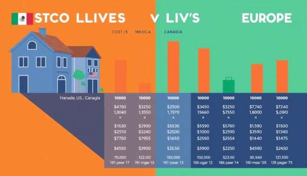 Comparison chart showing cost of living in Mexico 2026 versus other countries