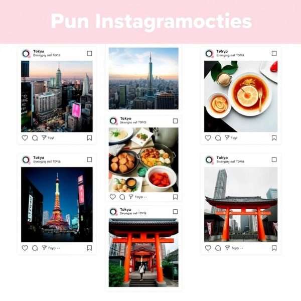 Instagram mockup with Tokyo photos and pun captions Instagram mockup with Tokyo photos and pun captions