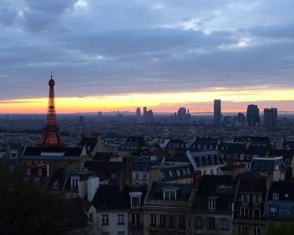 Panoramic view of Paris cityscape with pun caption overlay Panoramic view of Paris cityscape with pun caption overlay