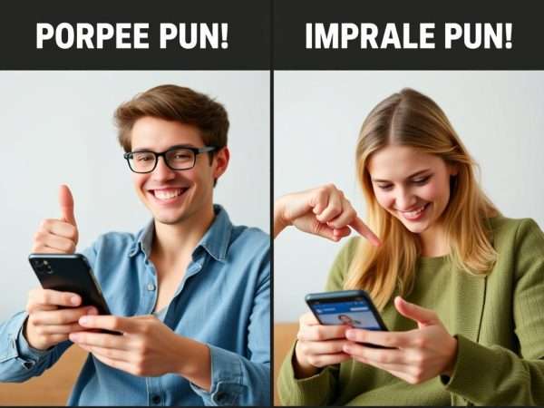 Person showing thumbs up and thumbs down for Facebook pun usage