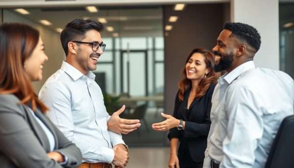 Professional using office puns appropriately in meeting Professional using office puns appropriately in meeting