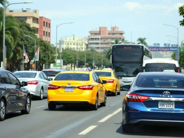 Traffic in a Mexican city showing transportation costs in Mexico 2026